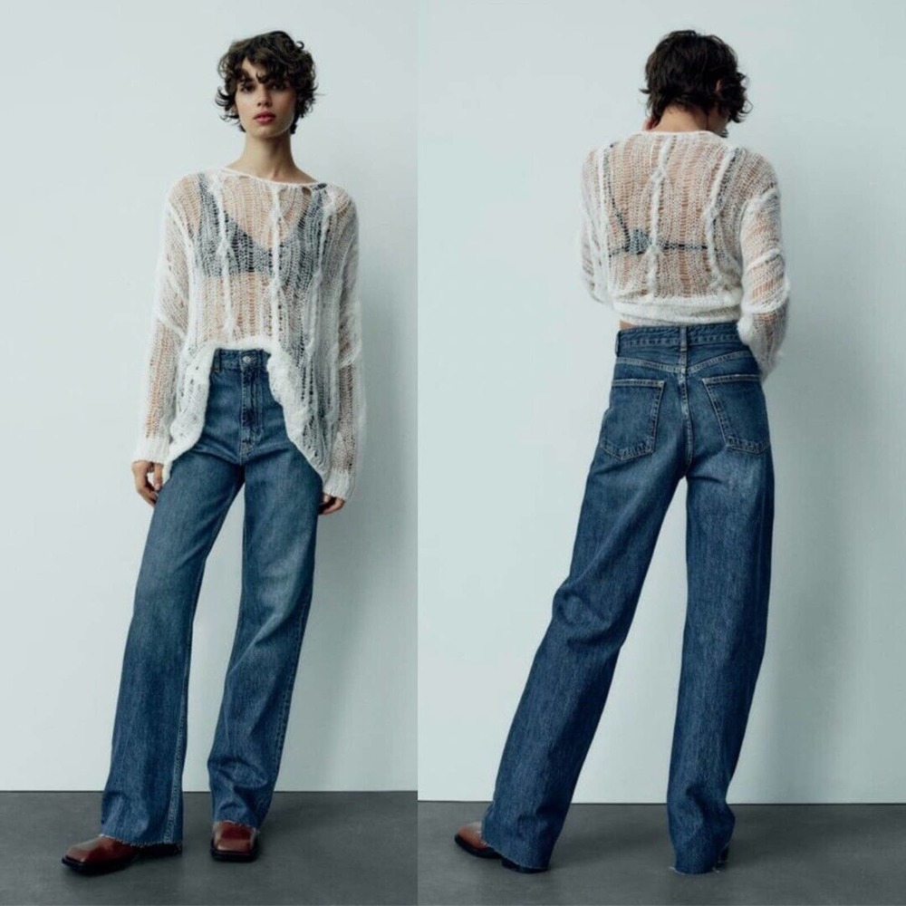 Zara | High Rise Wide Leg Medium Wash Jeans